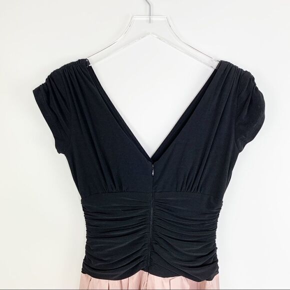 Laura Canada Cap-Sleeve Black V-Neck Top Mauve Full Skirt w/Appliqué Prom Dress - Picture 9 of 16